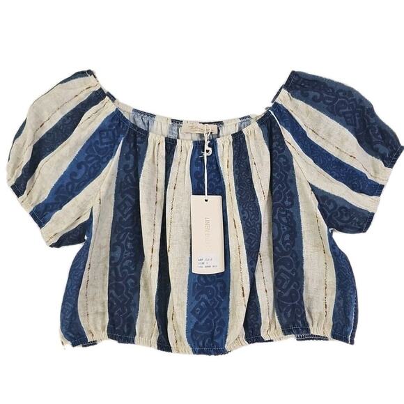 Bellambra~Woman S~Linen Blend Boho Top/Pants 2 Pc. Striped Italy Blue/Beige NWT. - Picture 13 of 16